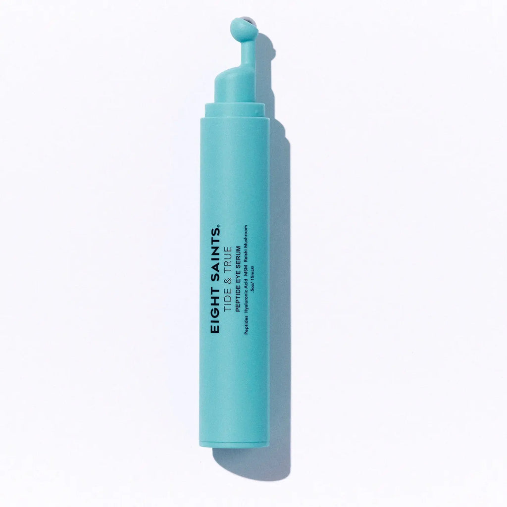 Peptide Eye Serum by Eight Saints Skincare - Cooling Rollerball under Eye Serum for Puffiness Dark Circles & Wrinkles with Peptides Hyaluronic Acid MSM & Reishi Mushroom Glycerin Grapefruit Lightweight Green Tea