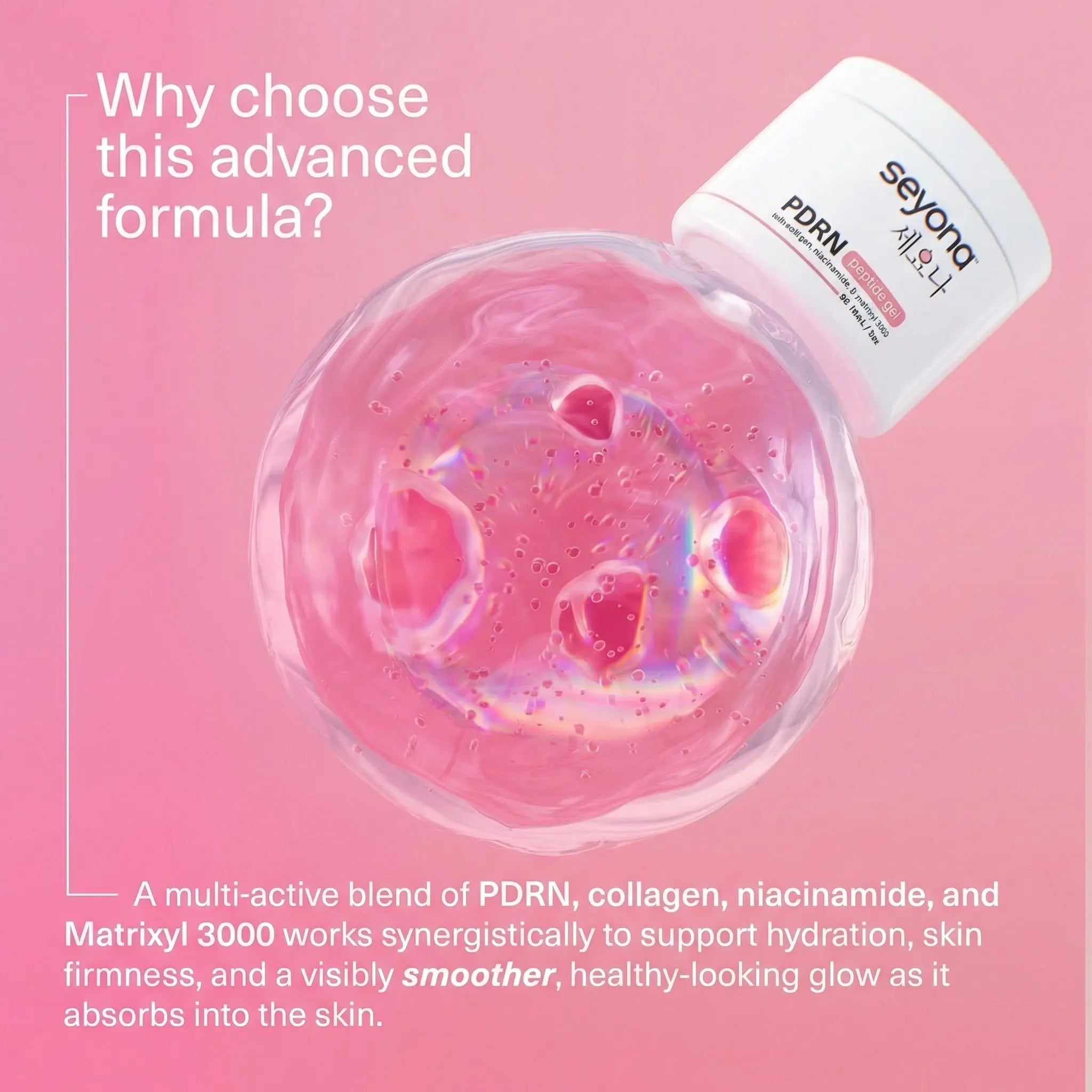 Seyona Jelly Peptide Gel with PDRN | Hydrating Collagen & Niacinamide Moisturizer | Lightweight Daily Skincare for Smooth, Healthy-Looking Glow