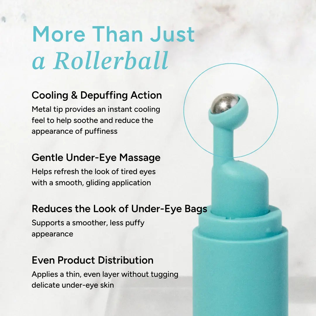 Peptide Eye Serum by Eight Saints Skincare - Cooling Rollerball under Eye Serum for Puffiness Dark Circles & Wrinkles with Peptides Hyaluronic Acid MSM & Reishi Mushroom Glycerin Grapefruit Lightweight Green Tea